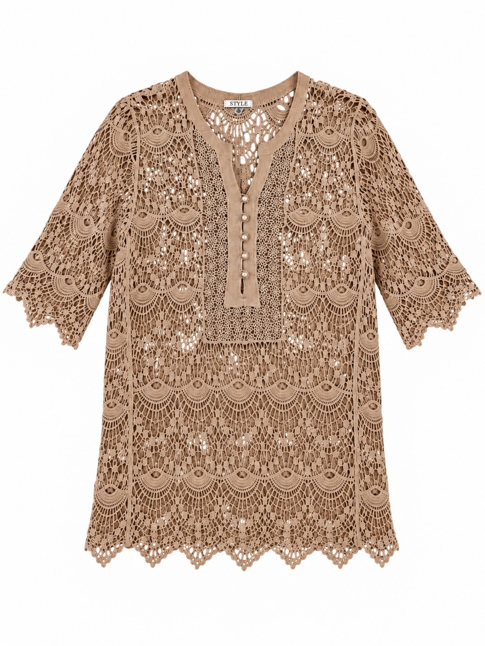 Crochet Lace Tunic Top Size XL - Picture 3 of 5